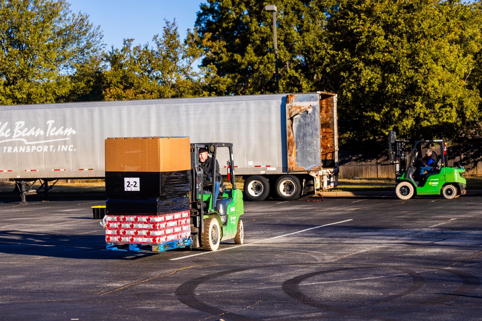 Pallets being loaded onto a truck
